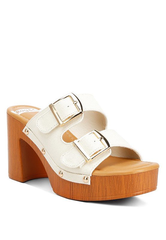 Sarai Buckle Straps High Block Heel Mules - Happily Ever Atchison Shop Co.