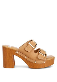 Sarai Buckle Straps High Block Heel Mules - Happily Ever Atchison Shop Co.