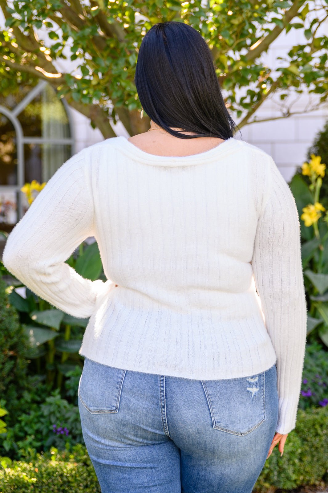 Sasha Fuzzy Twist Detail Sweater In Ivory - Happily Ever Atchison Shop Co.