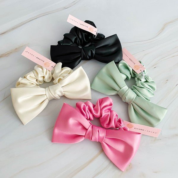 Satin Bow Tie Hair Scrunch - Happily Ever Atchison Shop Co.