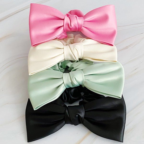 Satin Bow Tie Hair Scrunch - Happily Ever Atchison Shop Co.