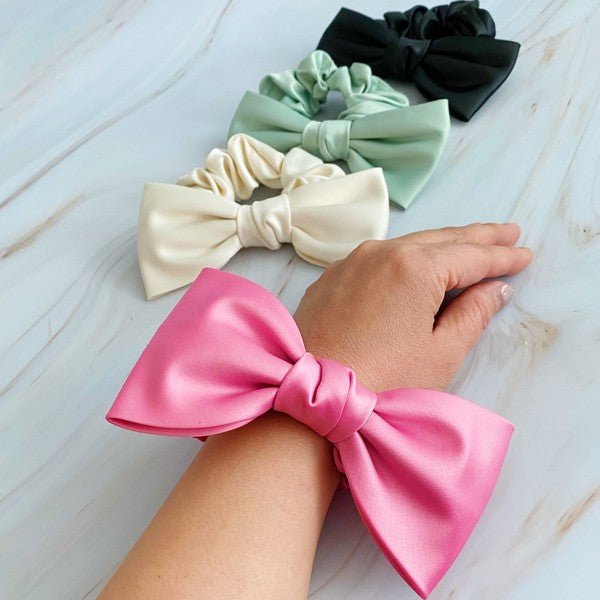 Satin Bow Tie Hair Scrunch - Happily Ever Atchison Shop Co.