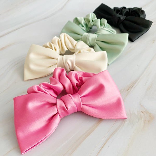 Satin Bow Tie Hair Scrunch - Happily Ever Atchison Shop Co.