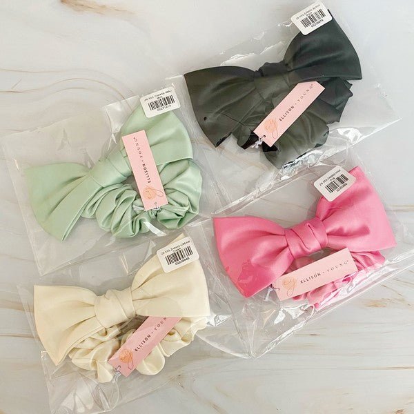 Satin Bow Tie Hair Scrunch - Happily Ever Atchison Shop Co.