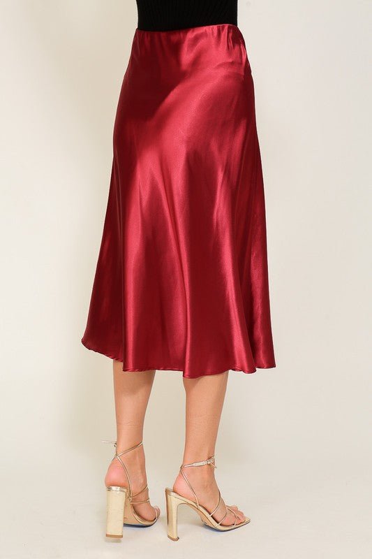 Satin Midi Flare Skirt - Happily Ever Atchison Shop Co.