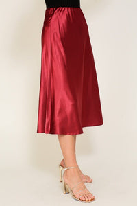 Satin Midi Flare Skirt - Happily Ever Atchison Shop Co.