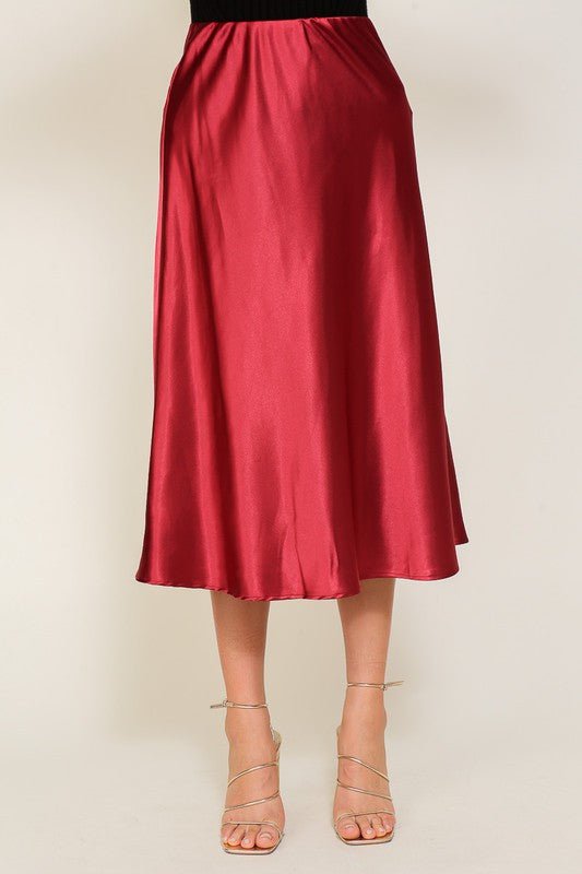 Satin Midi Flare Skirt - Happily Ever Atchison Shop Co.