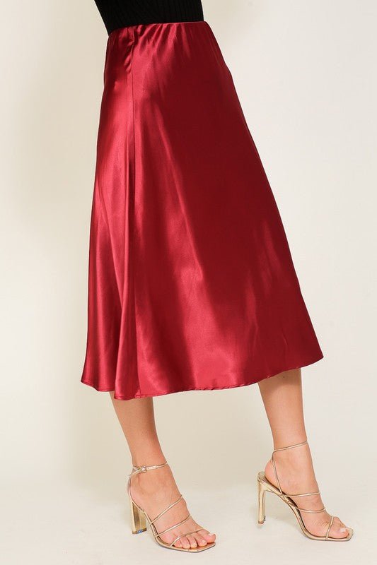 Satin Midi Flare Skirt - Happily Ever Atchison Shop Co.