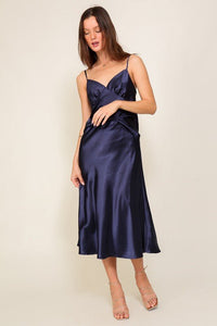 Satin Midi Flare Skirt - Happily Ever Atchison Shop Co.