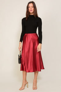 Satin Midi Flare Skirt - Happily Ever Atchison Shop Co.