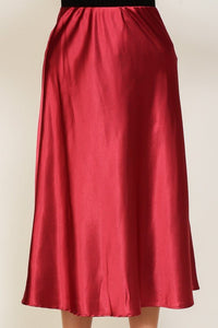 Satin Midi Flare Skirt - Happily Ever Atchison Shop Co.