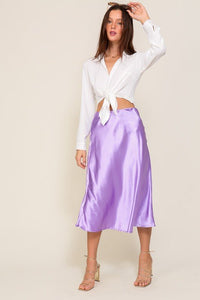 Satin Midi Flare Skirt - Happily Ever Atchison Shop Co.