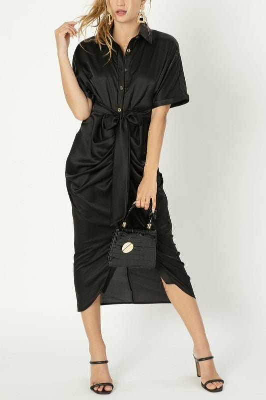 Satin Wrap Maxi Dress - Happily Ever Atchison Shop Co.