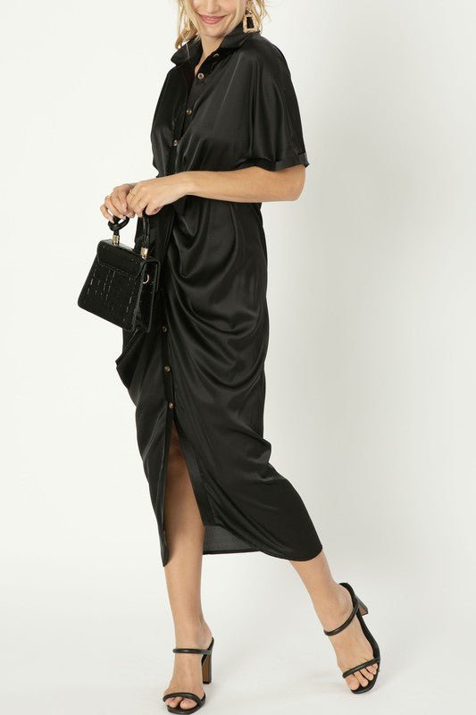 Satin Wrap Maxi Dress - Happily Ever Atchison Shop Co.