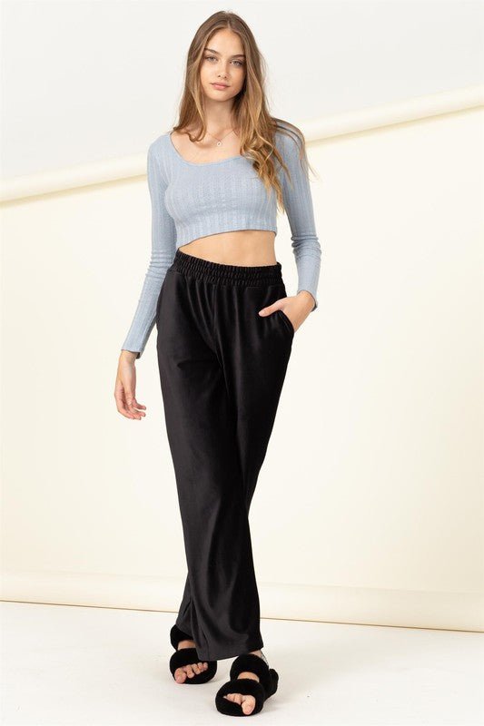 Scoop Neck Long Sleeve Crop Top - Happily Ever Atchison Shop Co.