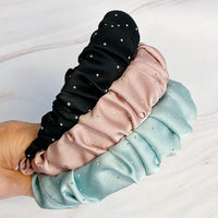 Scrunched Satin Jewel Dotted Headband - Happily Ever Atchison Shop Co.