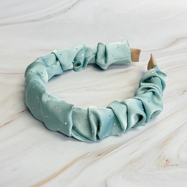 Scrunched Satin Jewel Dotted Headband - Happily Ever Atchison Shop Co.