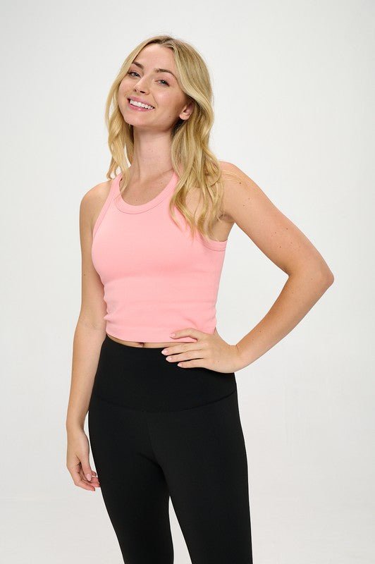 Seamless Active Basic Tank Top Ribbed Barbie - Happily Ever Atchison Shop Co.