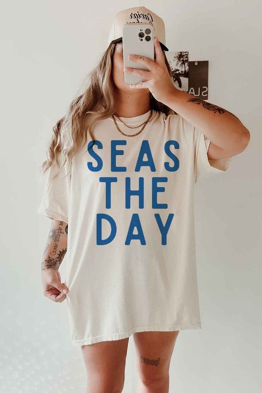 SEAS THE DAY OVERSIZED GRAPHIC TEE - Happily Ever Atchison Shop Co.