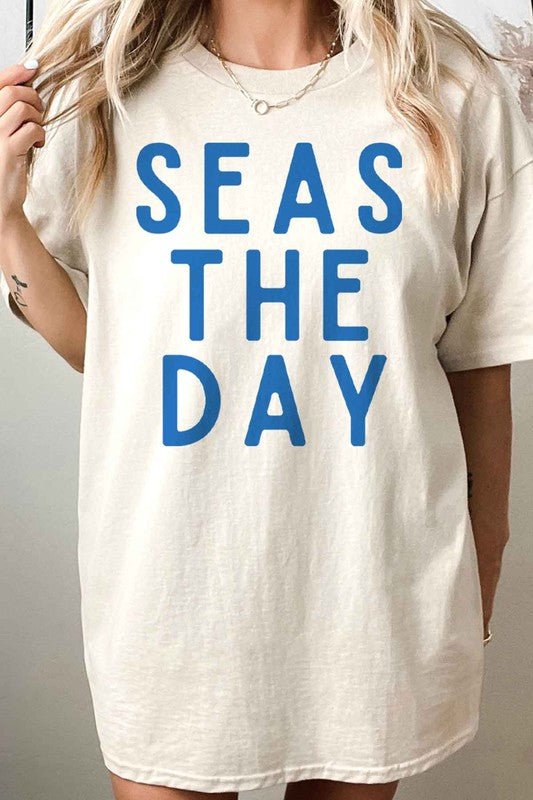 SEAS THE DAY OVERSIZED GRAPHIC TEE - Happily Ever Atchison Shop Co.