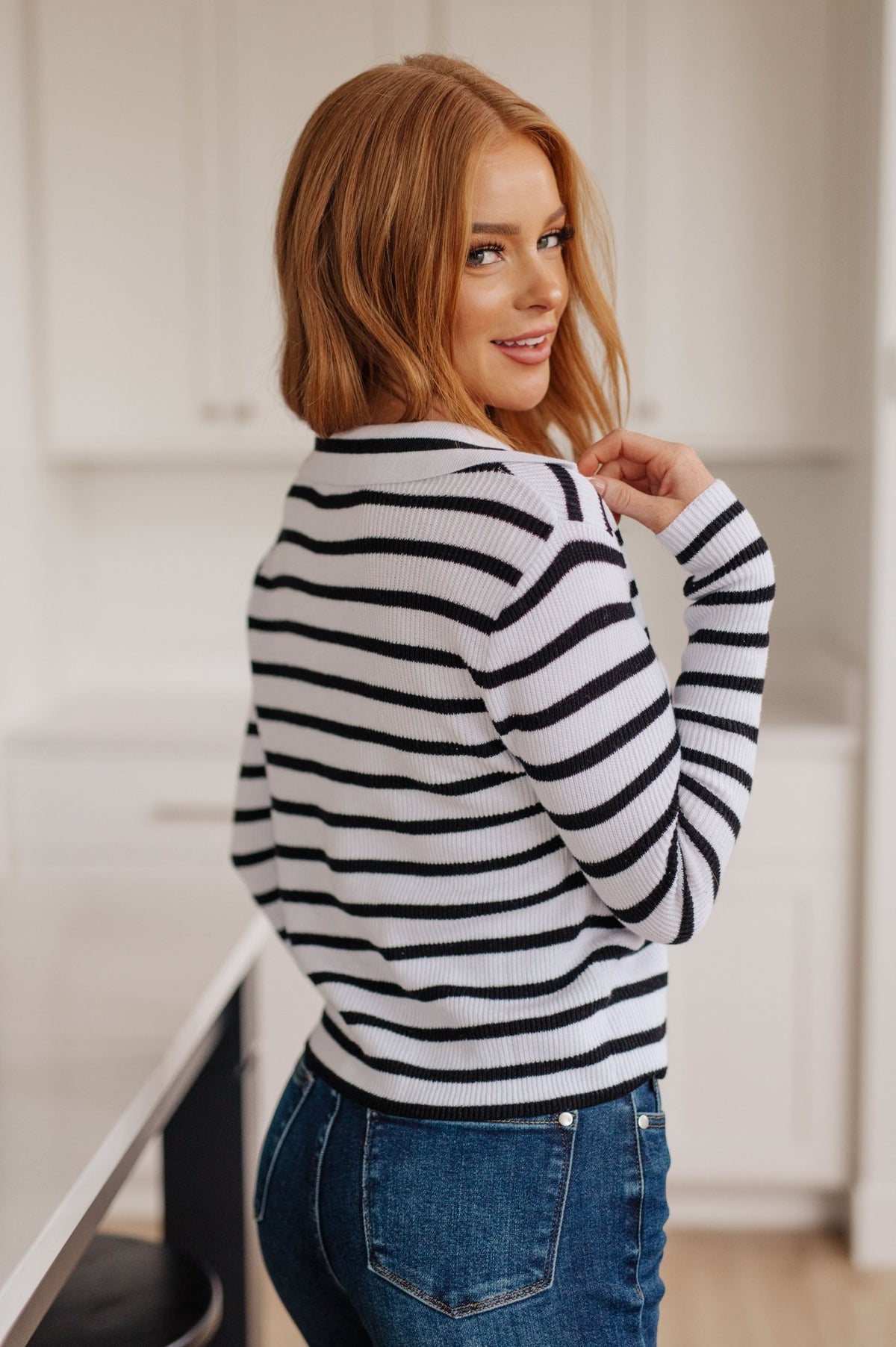 Self Improvement V - Neck Striped Sweater - Happily Ever Atchison Shop Co.