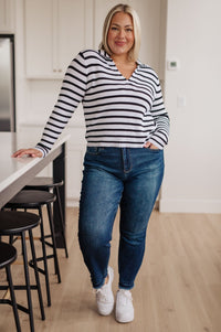 Self Improvement V - Neck Striped Sweater - Happily Ever Atchison Shop Co.