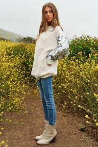 Sequin Sleeve Sweater Knit Tunic Top - Happily Ever Atchison Shop Co.