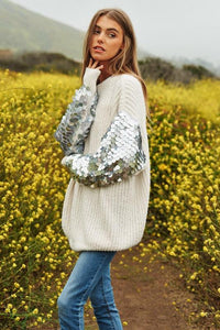 Sequin Sleeve Sweater Knit Tunic Top - Happily Ever Atchison Shop Co.