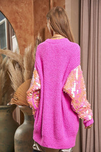 Sequin Sleeve Sweater Knit Tunic Top - Happily Ever Atchison Shop Co.