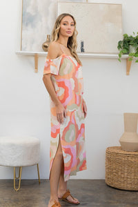Sew In Love Full Size Printed Side Slit Midi Dress - Happily Ever Atchison Shop Co.