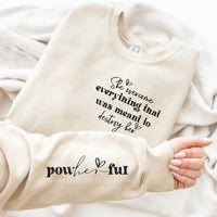 SHE OVERCAME With Sleeve Accent Sweatshirt - Happily Ever Atchison Shop Co.