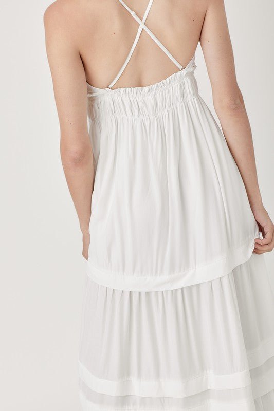 Shirred Ruffle Folded Detail Maxi Dress - Happily Ever Atchison Shop Co.