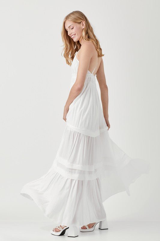 Shirred Ruffle Folded Detail Maxi Dress - Happily Ever Atchison Shop Co.