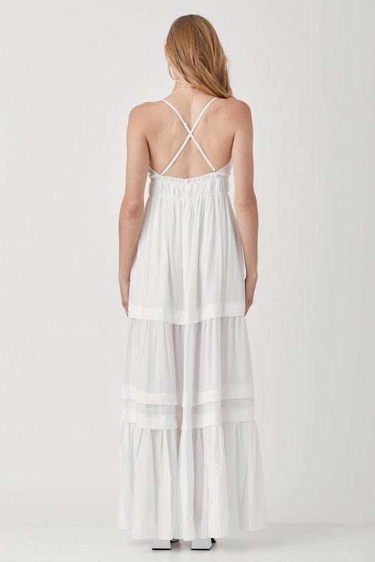 Shirred Ruffle Folded Detail Maxi Dress - Happily Ever Atchison Shop Co.