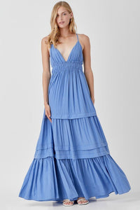 Shirred Ruffle Folded Detail Maxi Dress - Happily Ever Atchison Shop Co.