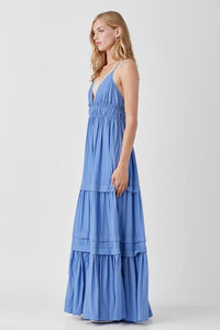 Shirred Ruffle Folded Detail Maxi Dress - Happily Ever Atchison Shop Co.