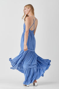 Shirred Ruffle Folded Detail Maxi Dress - Happily Ever Atchison Shop Co.