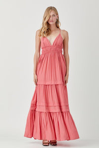 Shirred Ruffle Folded Detail Maxi Dress - Happily Ever Atchison Shop Co.