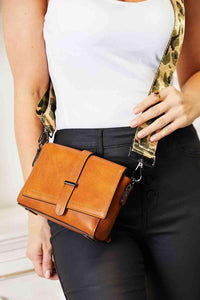 SHOMICO Brown PU Leather Wide Strap Crossbody Bag - Happily Ever Atchison Shop Co.