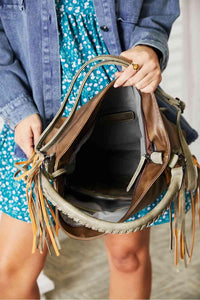 SHOMICO PU Leather Fringe Detail Shoulder Bag - Happily Ever Atchison Shop Co.