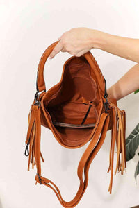 SHOMICO PU Leather Fringe Detail Shoulder Bag - Happily Ever Atchison Shop Co.