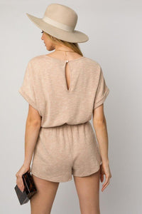 Short Roll - Up Sleeve Elastic Waist Romper - Happily Ever Atchison Shop Co.