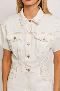 Short Sleeve Denim Romper - Happily Ever Atchison Shop Co.