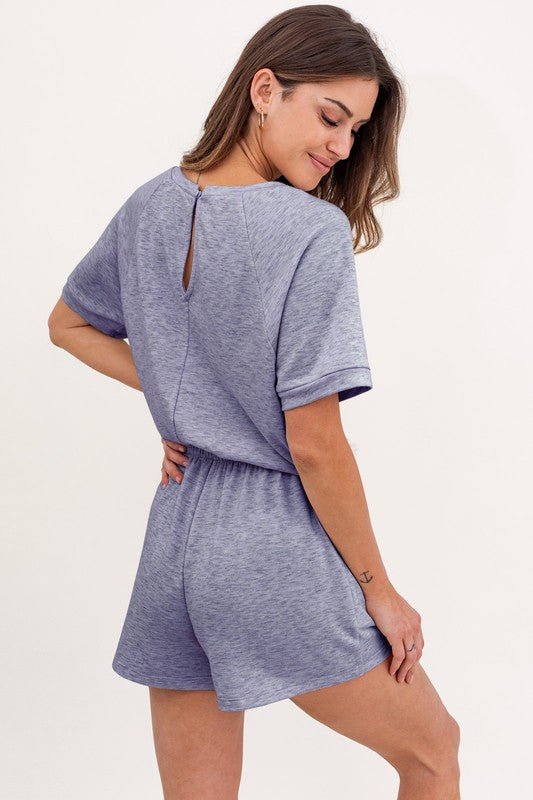 Short Sleeve Side Pocket Drawstring Romper - Happily Ever Atchison Shop Co.