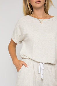 Short Sleeve Side Pocket Drawstring Romper - Happily Ever Atchison Shop Co.