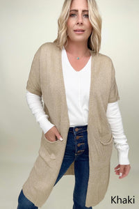 Shorts Sleeve Light Knit Dolman Cardigan - Happily Ever Atchison Shop Co.