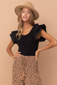 Shoulder Puff Ruffle SLV Bodysuit - Happily Ever Atchison Shop Co.