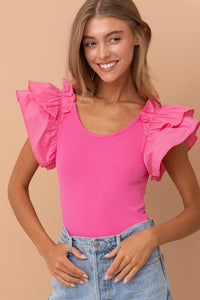 Shoulder Puff Ruffle SLV Bodysuit - Happily Ever Atchison Shop Co.