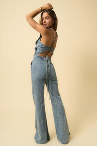 SIDE SLIT BACKLESS JUMPSUIT - Happily Ever Atchison Shop Co.