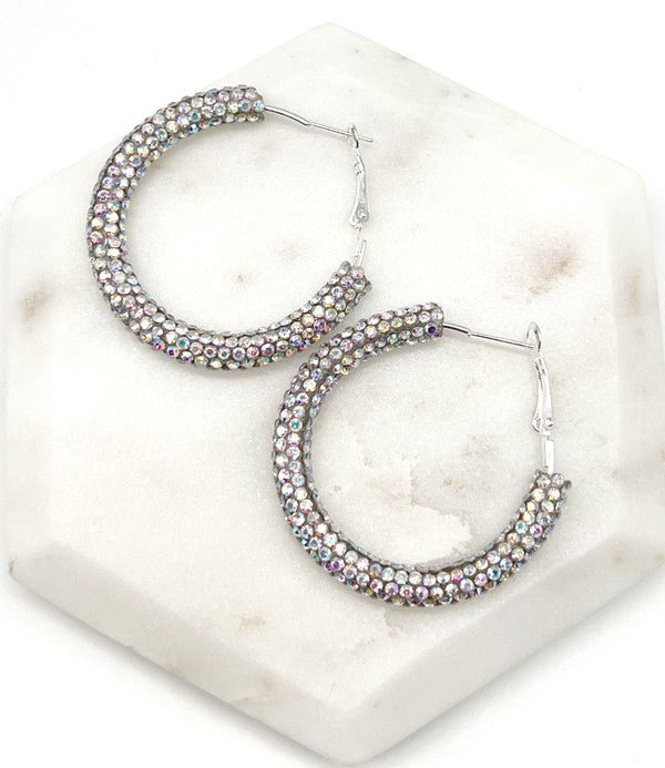 Silver Iridescent Glitter Hoop Earrings - Happily Ever Atchison Shop Co.